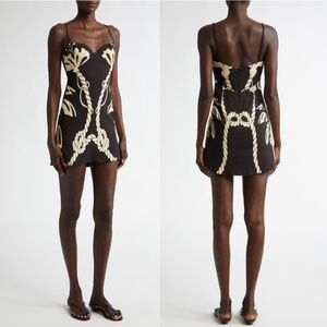 Johanna Ortiz Maritime Star Printed Bustier Mini Dress 8 NWT Resort Collection